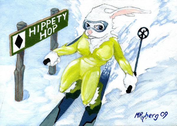 bunny skiing