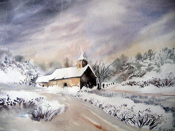 snowy landscape painting