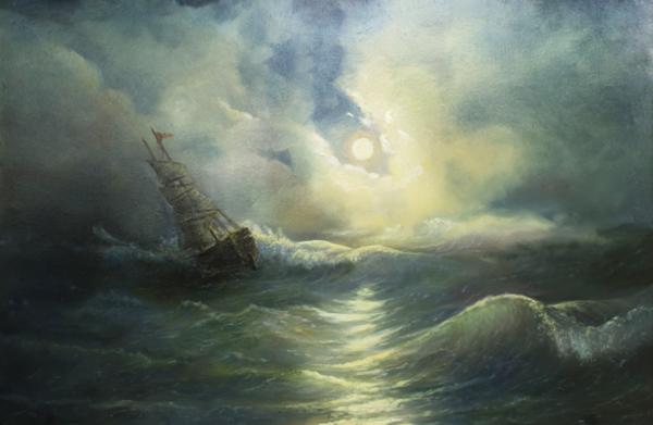Storm Ravaged Ship by Vladimir Bibikov
