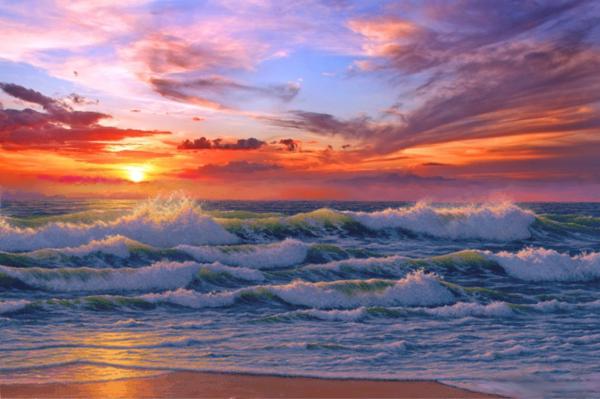 Sunset -at Pacific Ocean-california by Ararat Art Studio