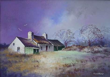 thatched cottage painting