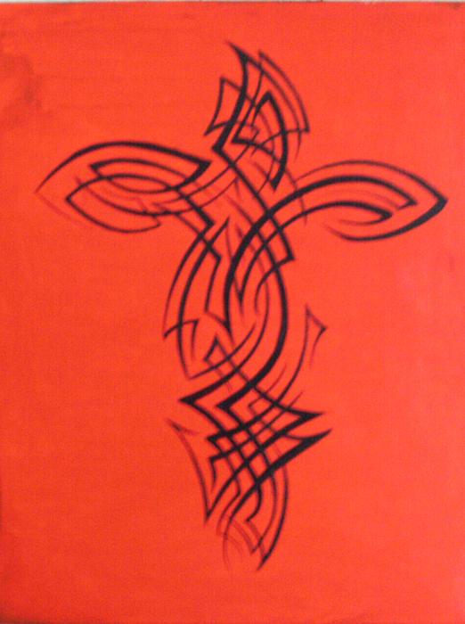 Tribal Cross Red Painting Tribal Cross Red Fine Art Print Brandon 