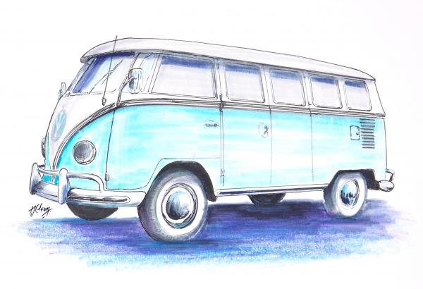 Vw Bus Drawing Vw Bus Fine Art Print Terence John Cleary