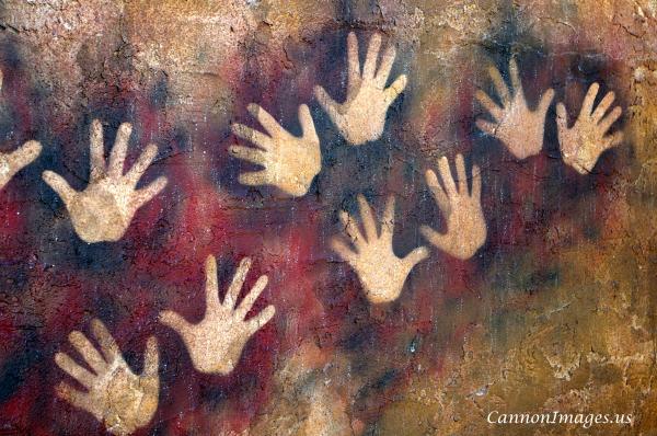 wall of hands
