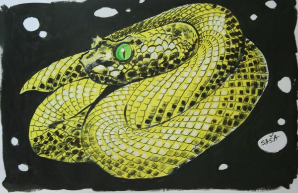 Yellow Viper Painting Yellow Viper Fine Art Print Sasa Delic