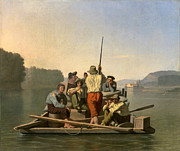 Famous Artists - Lighter Relieving a Steamboat Aground by George Caleb Bingham