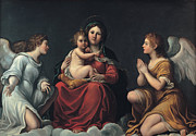 Famous Artists - Madonna with the Child and angels by Francesco Albani