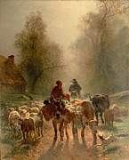 Famous Artists - On the Way to the Market by Constant Troyon