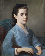 Famous Artists - Portrait of a girl by Alexander Louis Leloir