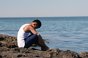 Boy Sitting Alone Art - Contemp...