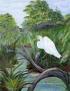 White Egret Paintings - Patient...