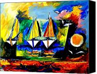 Seascape Paintings Canvas Prints - Boats- 1 Canvas Print by Artist  Singh