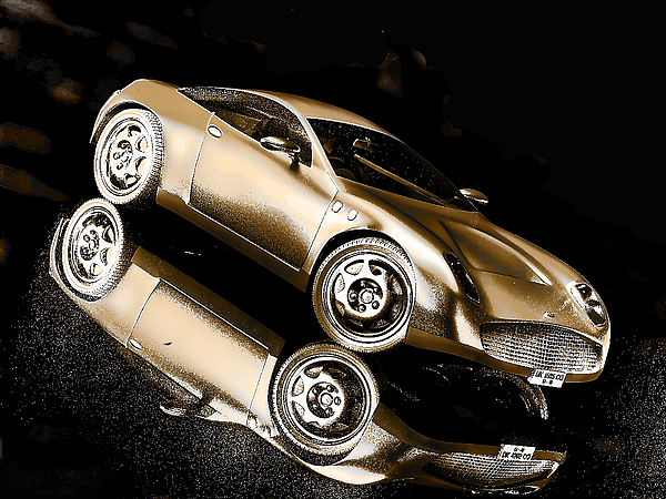 Gold Sports Car Print by Maurice Gold