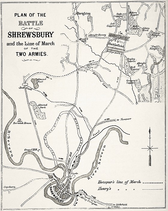 Plan Of The Battle Of Shrewsbury by Vintage Design Pics