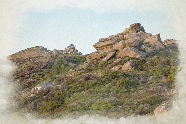 Panoramic Digital Watercolour Painting Of The Roaches And Hen Cloud