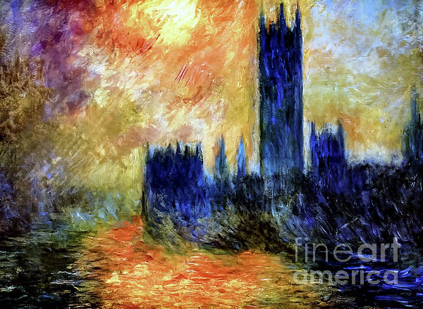 House Of Parliament Sun By Claude Monet 1903 Greeting Card By M G