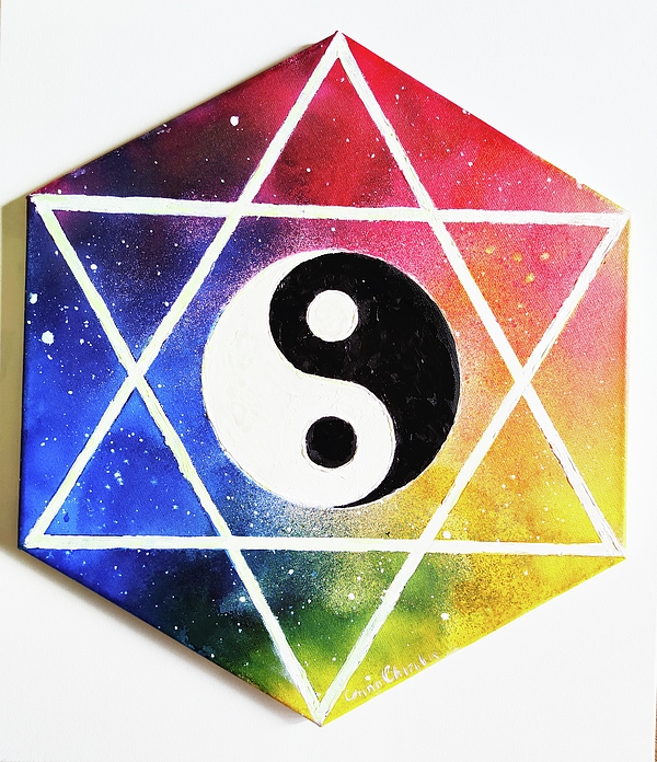 The Hexangram And The Yin Yang Symbol At Sinca Veche Greeting Card By