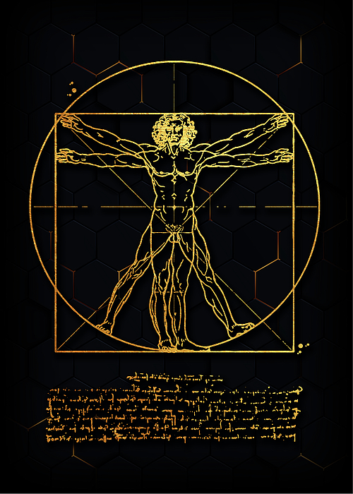 Watercolors Vitruvian Man Science Art Print Leonardo Da Vinci Vitruvian