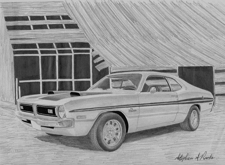 1971 Dodge Demon Classic Car Art Print Drawing by Stephen Rooks