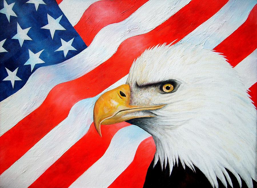 Eagle And Flag Painting By Brandon Sharp