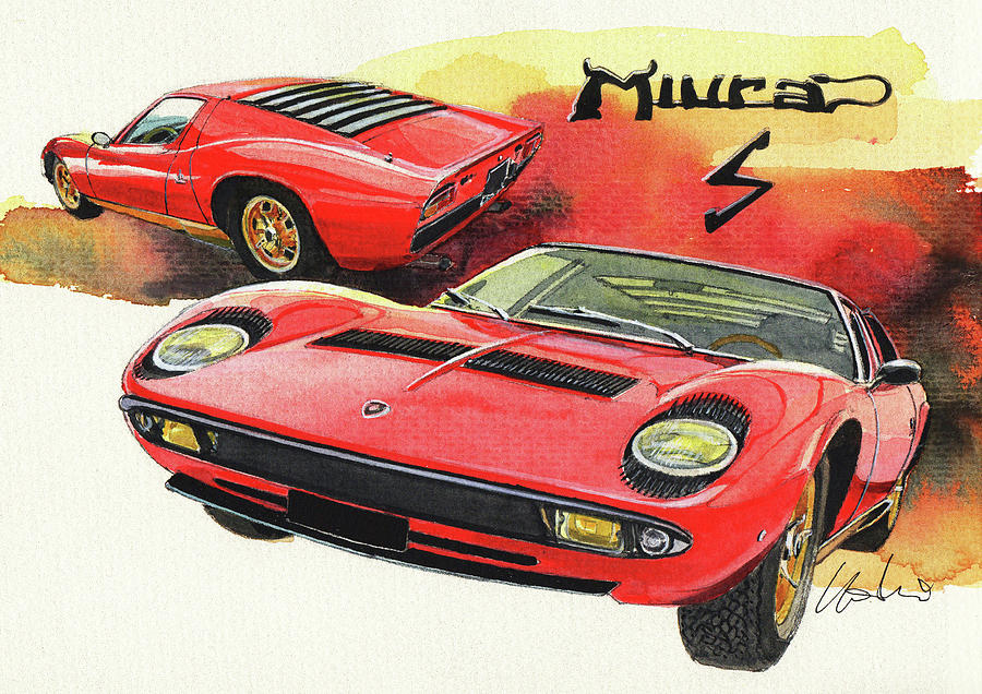 Lamborghini Miura S Painting By Yoshiharu Miyakawa Fine Art America