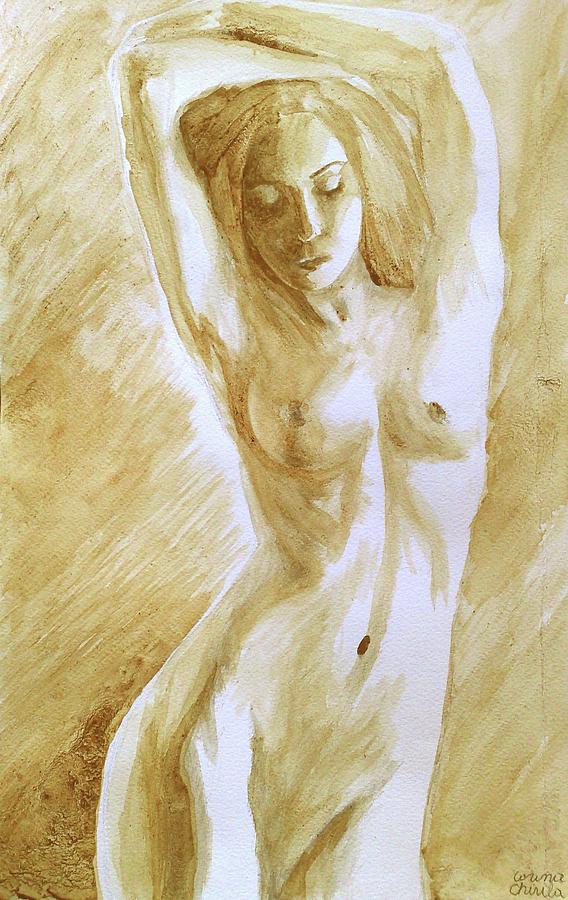 Nude Woman Painted With Coffee Painting By Chirila Corina Fine Art