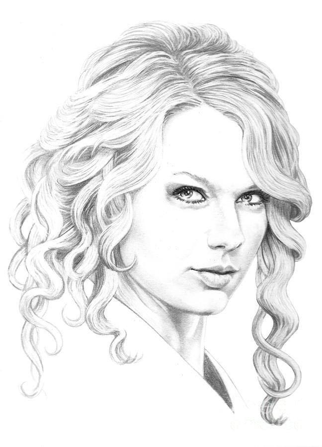 Taylor Swift Drawing by Murphy Elliott