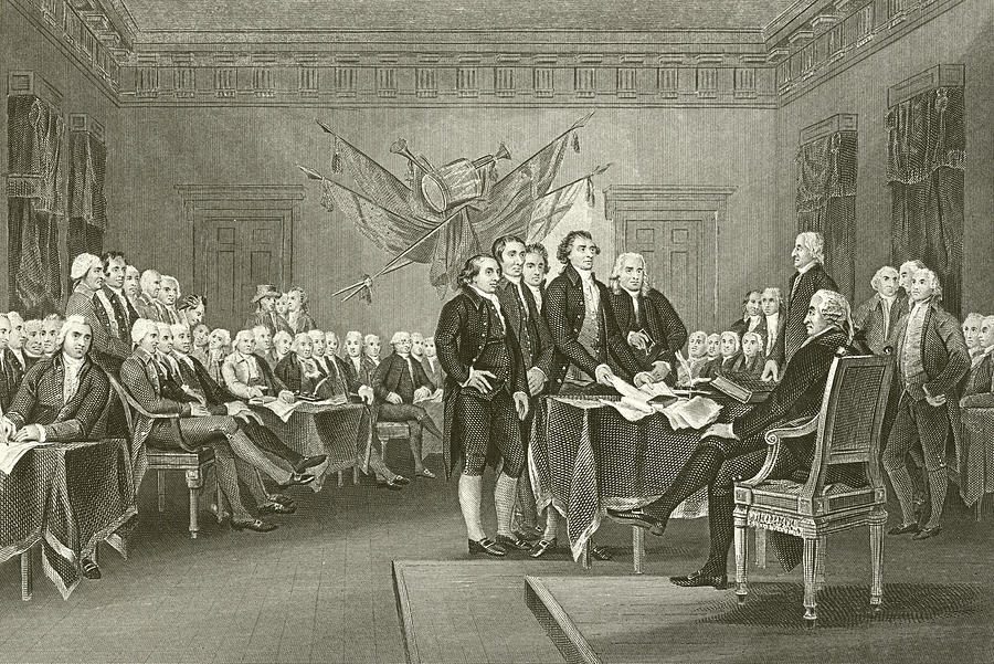 The Declaration Of Independence Drawing by American School