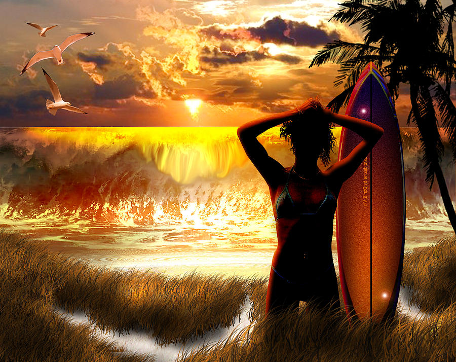 129 Surfer Girl Digital Art By Vjkelly Artwork