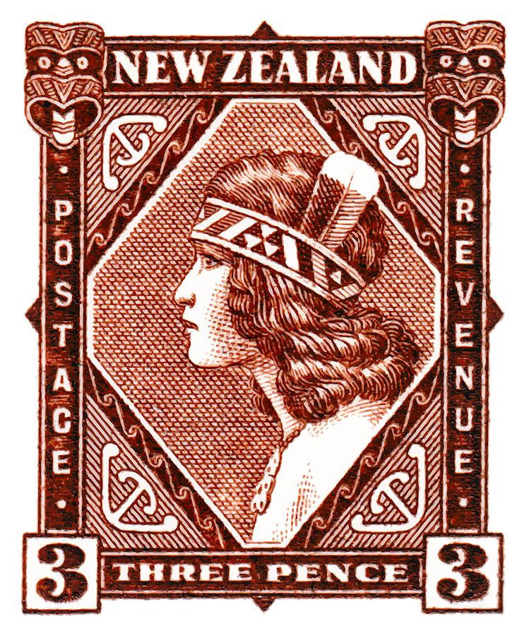 1936 new zealand maori girl postage stamp digital art