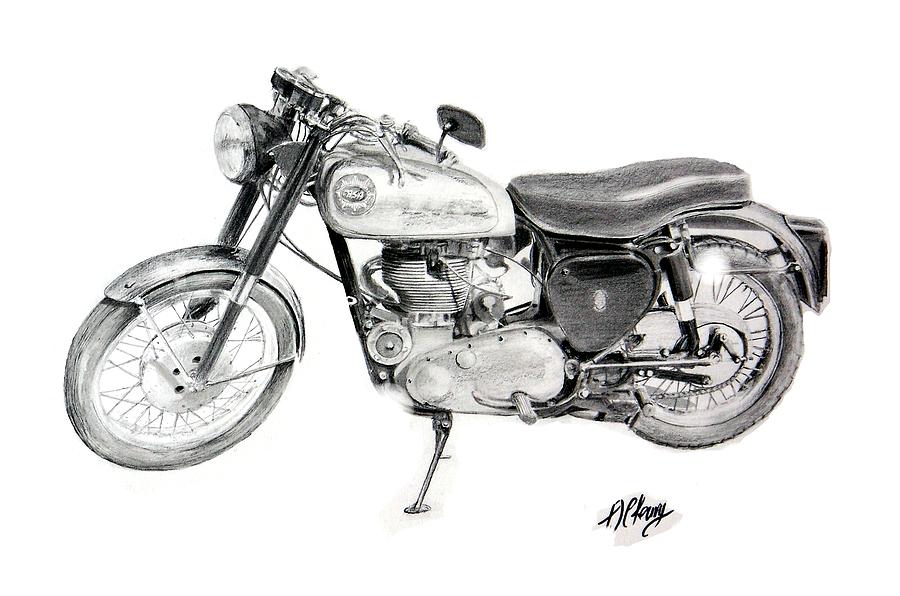 1957 Bsa Motorcycle Drawing By Terence John Cleary