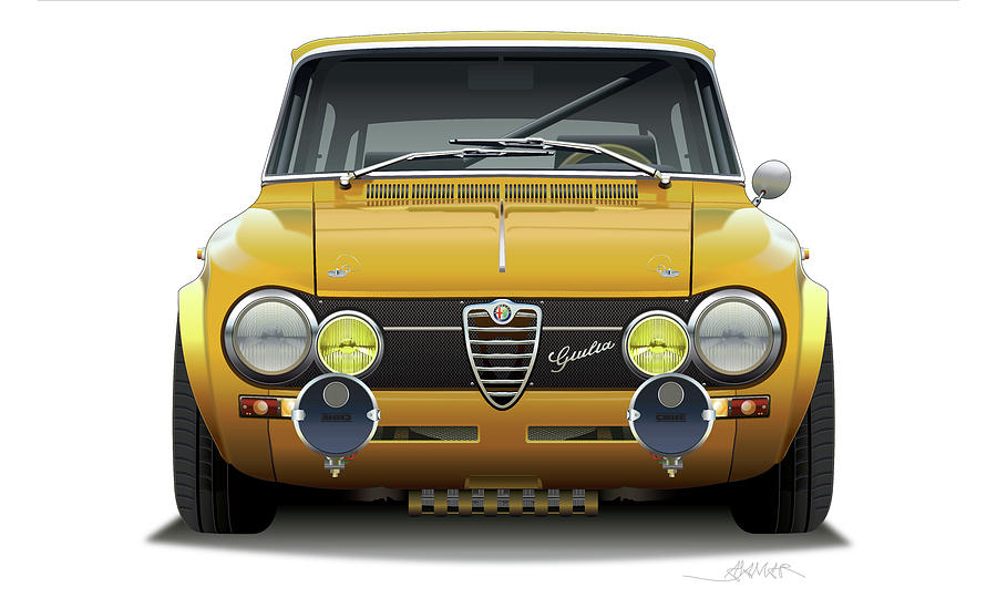 1974 Alfa Romeo Giulia Drawing by Alain Jamar