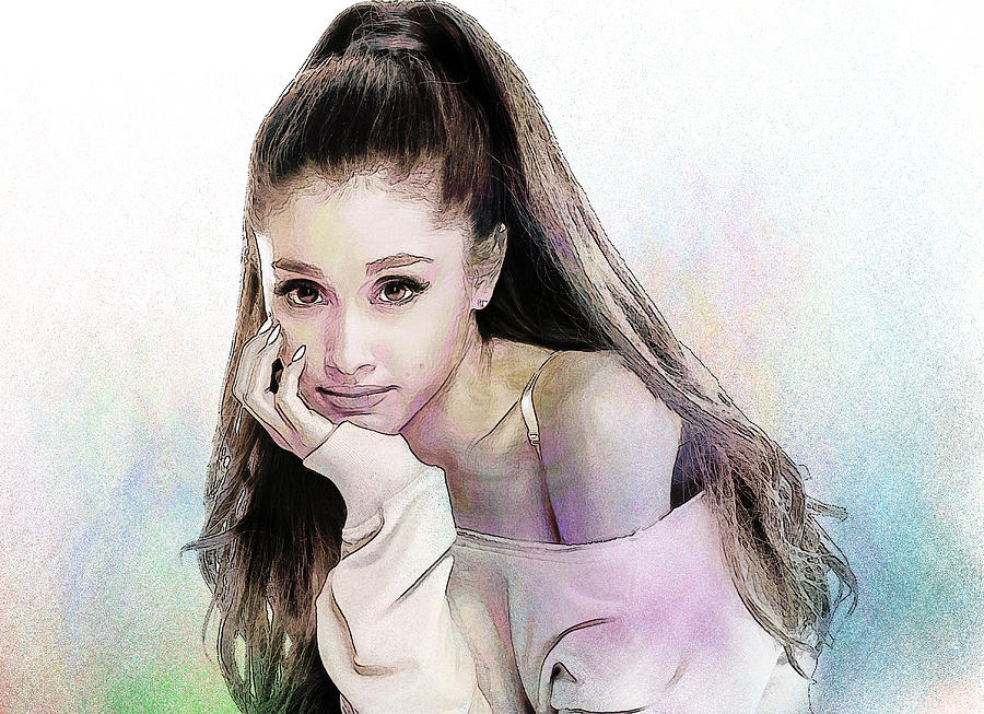 Ariana Grande Digital Art By Elena Kosvincheva