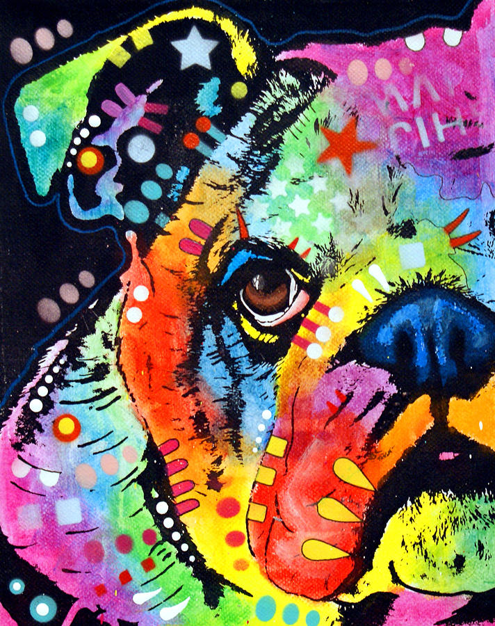 Peeking Bulldog Painting By Dean Russo