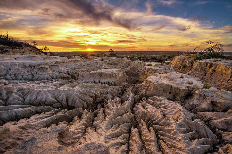 Sunset Over Walls Of China In Mungo National Park Australia Photograph