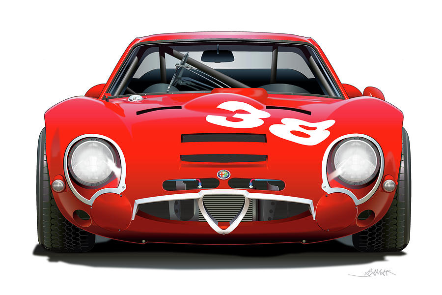 Alfa Romeo Giulia Tz2 Drawing by Alain Jamar