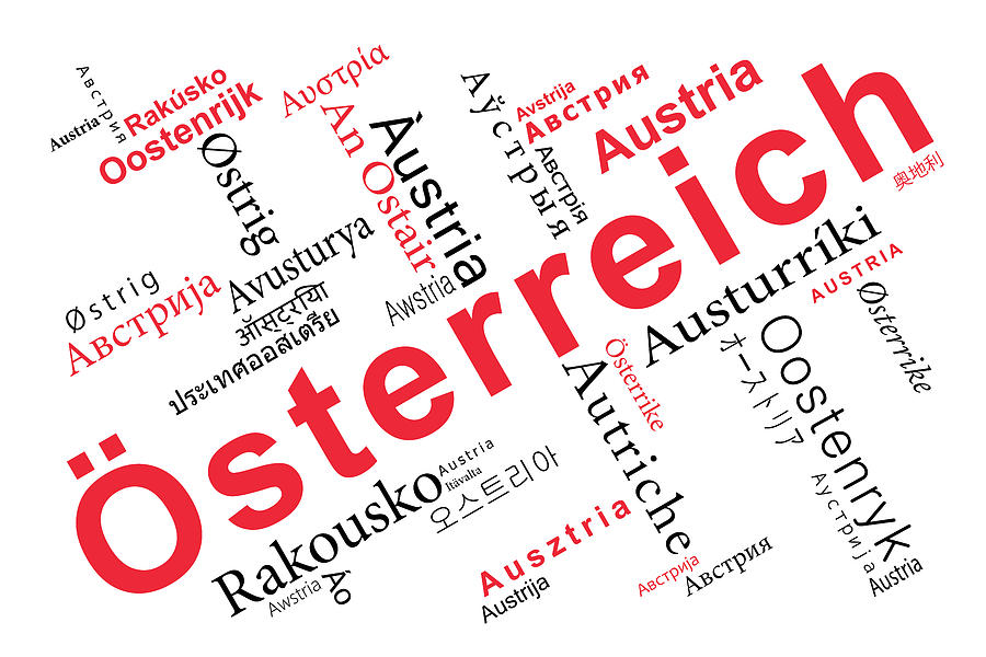 Austria Spelled In Different Languages Multicultural Austria by Jurq Studio