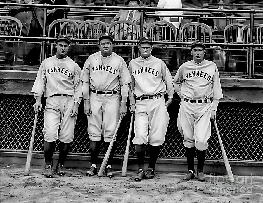 Babe Ruth Lou Gehrig And Joe Dimaggio Mixed Media By Marvin Blaine