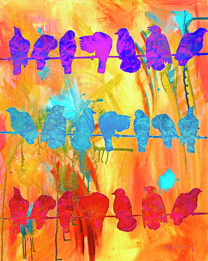 Birds On A Wire Modern Art 2 Mixed Media By Ken Figurski Fine Art America