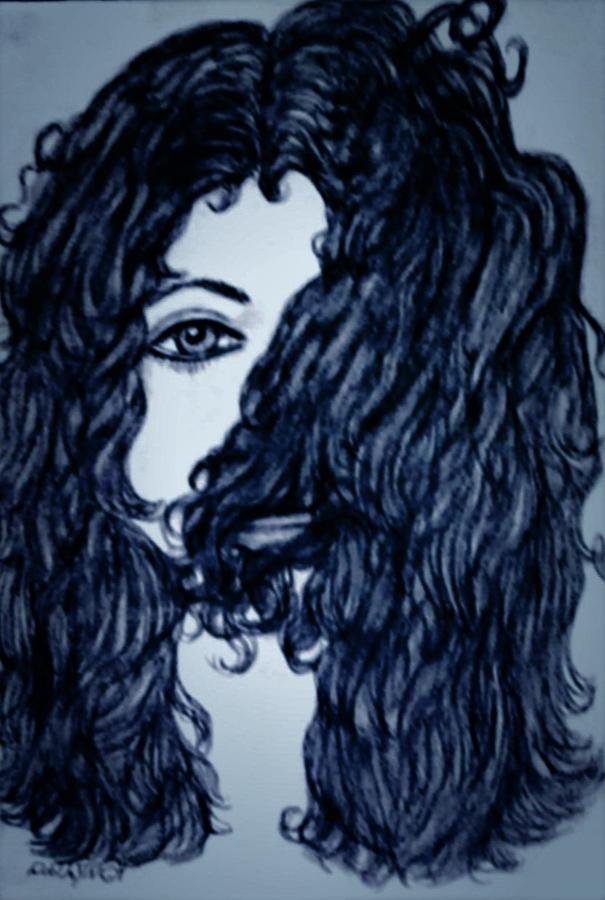 Black Hair Girl Drawing By Debra Lynch