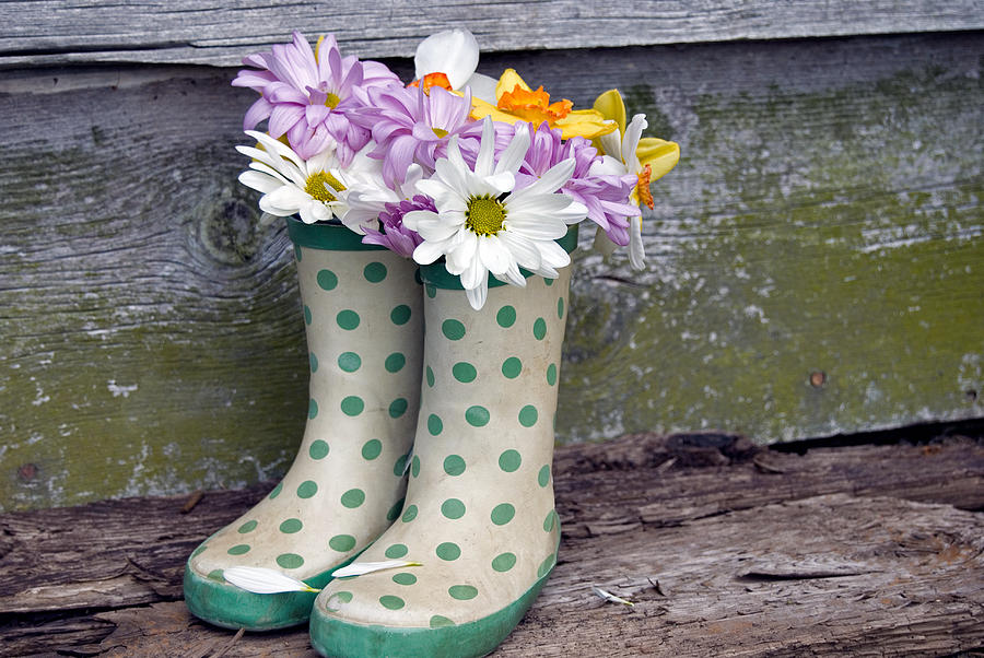 Boot Bouquet Photograph By Maria Dryfhout Pixels