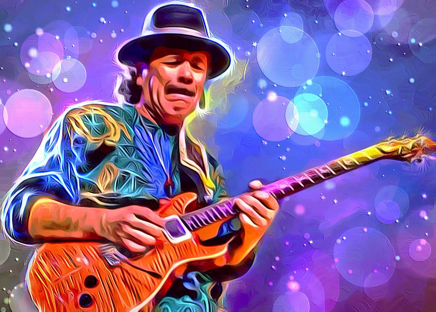 Carlos Santana Portrait Digital Art by Scott Wallace