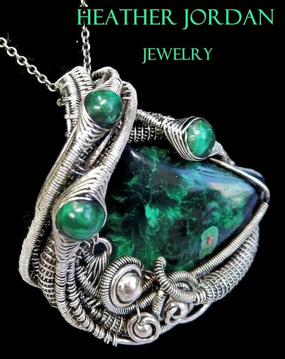 Chatoyant Morenci Malachite Azurite And Antiqued Sterling Silver Wire