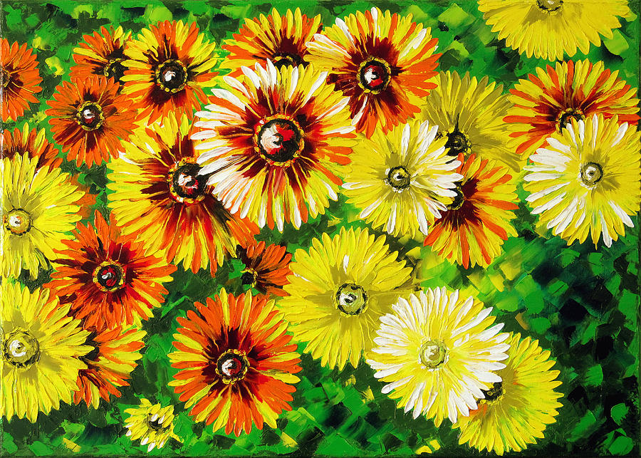 Chrysanthemums Painting by Vesselin Andreev