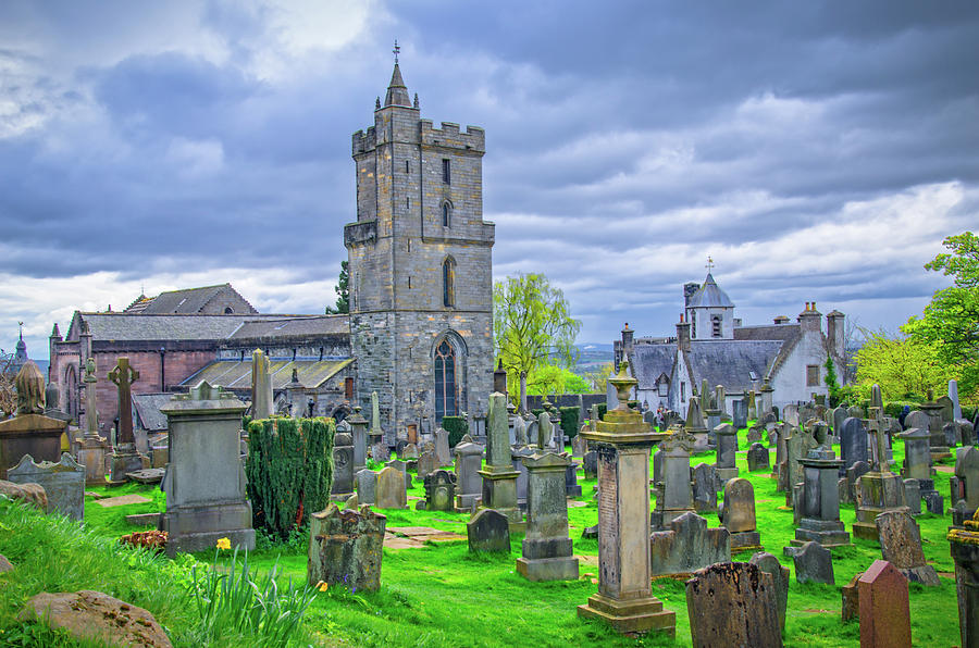 Church Of The Holy Rude And Cemetary With Celtic Cross At Stirling