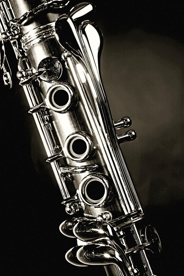 Clarinet Isolated In Black And White Photograph by M K Miller
