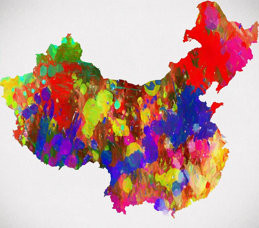 Colorful China Map Painting by Dan Sproul