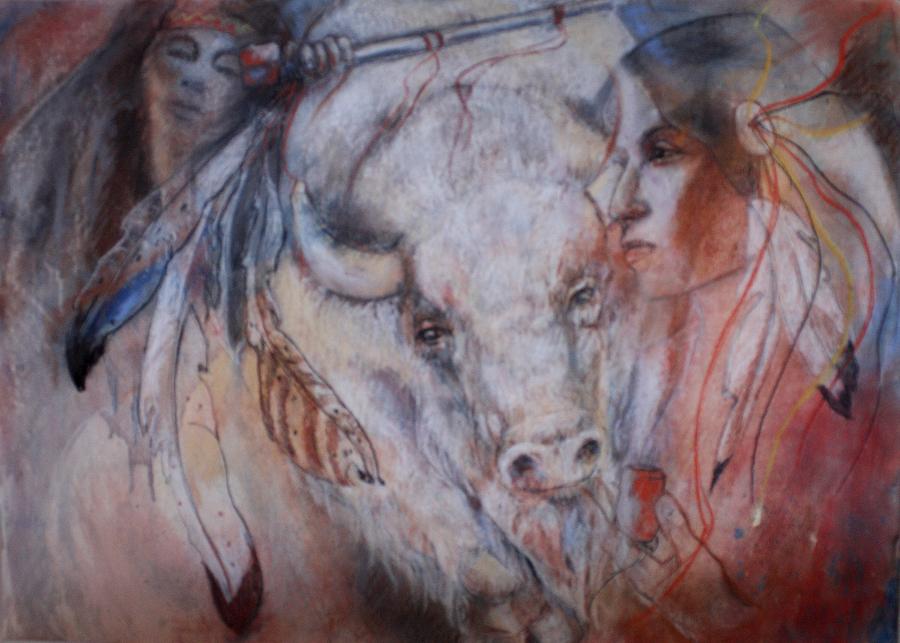 Coming Of The White Buffalocalf Pastel By Pamela Mccabe Fine Art America