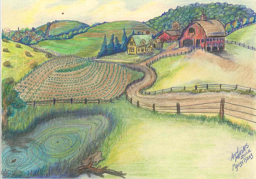 Countryside Homestead Drawing by April Mains