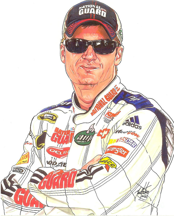 Dale Earnhardt Jr. Drawing by Neal Portnoy